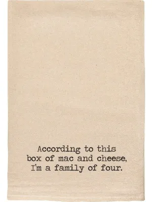 119 - T Towels -  According to this Box of Mac & Cheese