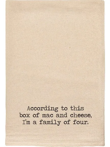 119 - T Towels -  According to this Box of Mac & Cheese