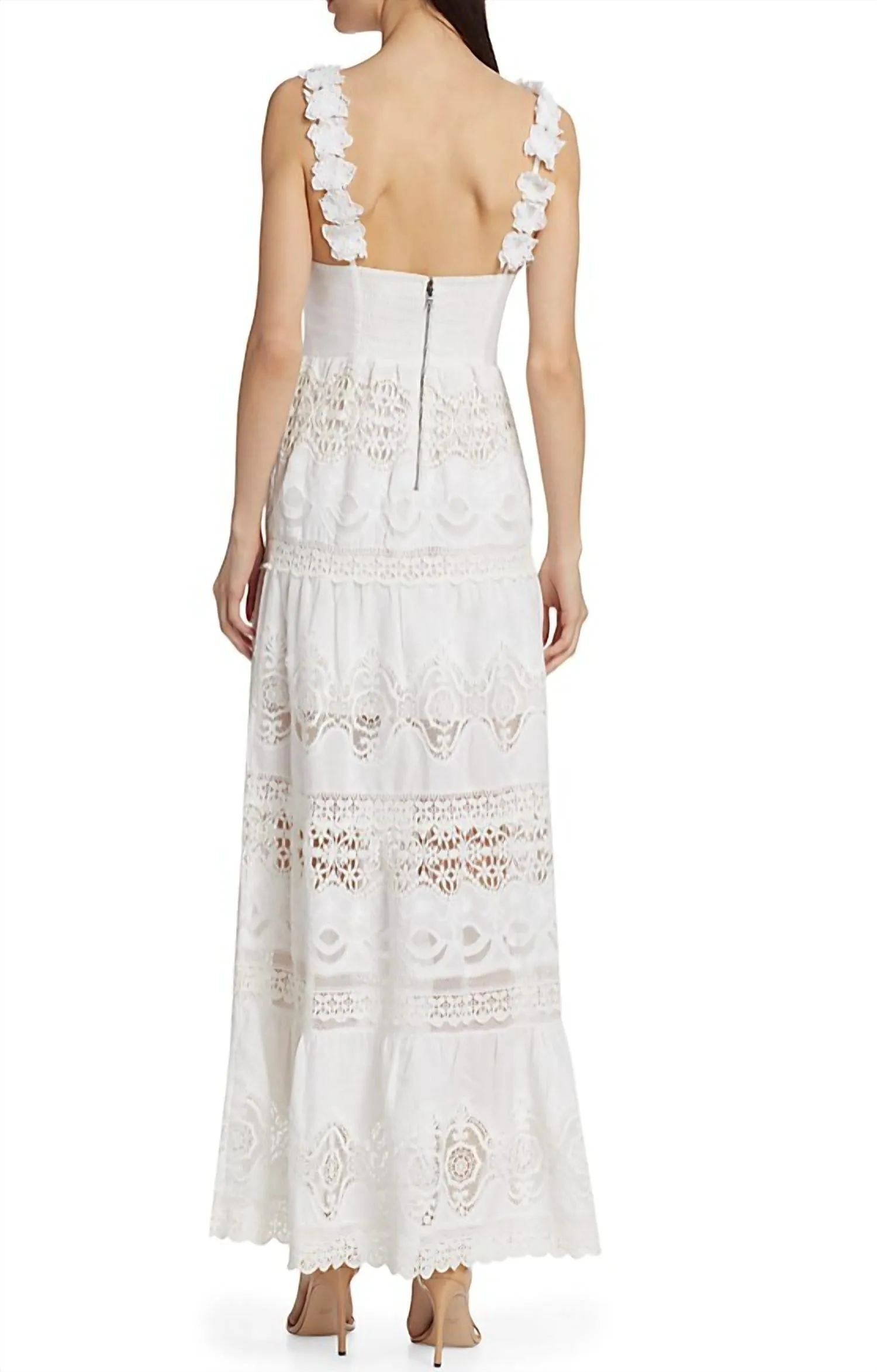 Alora Embroidered Sweetheart Neckline Midi Dress