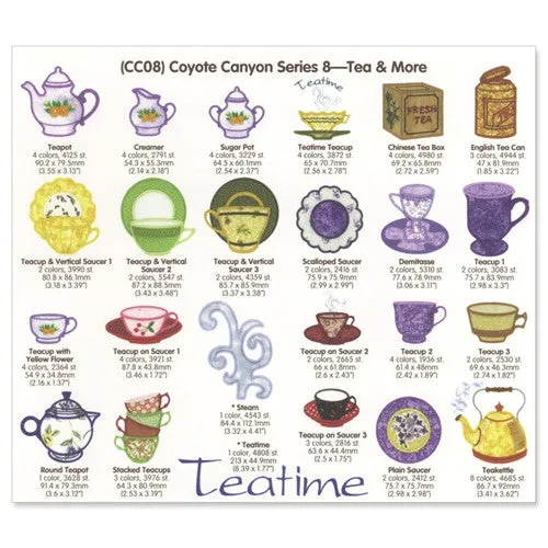 Coyote Canyon Tea & More Embroidery CD by Cactus Punch