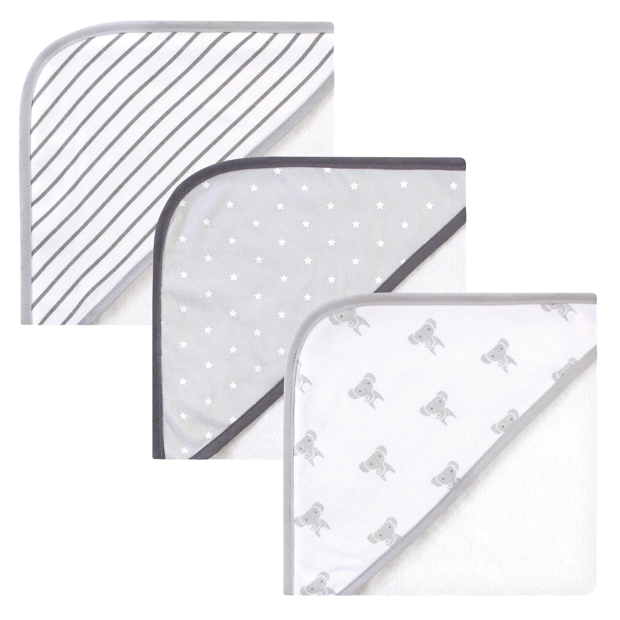 Hudson Baby Cotton Rich Hooded Towels, Modern Elephant
