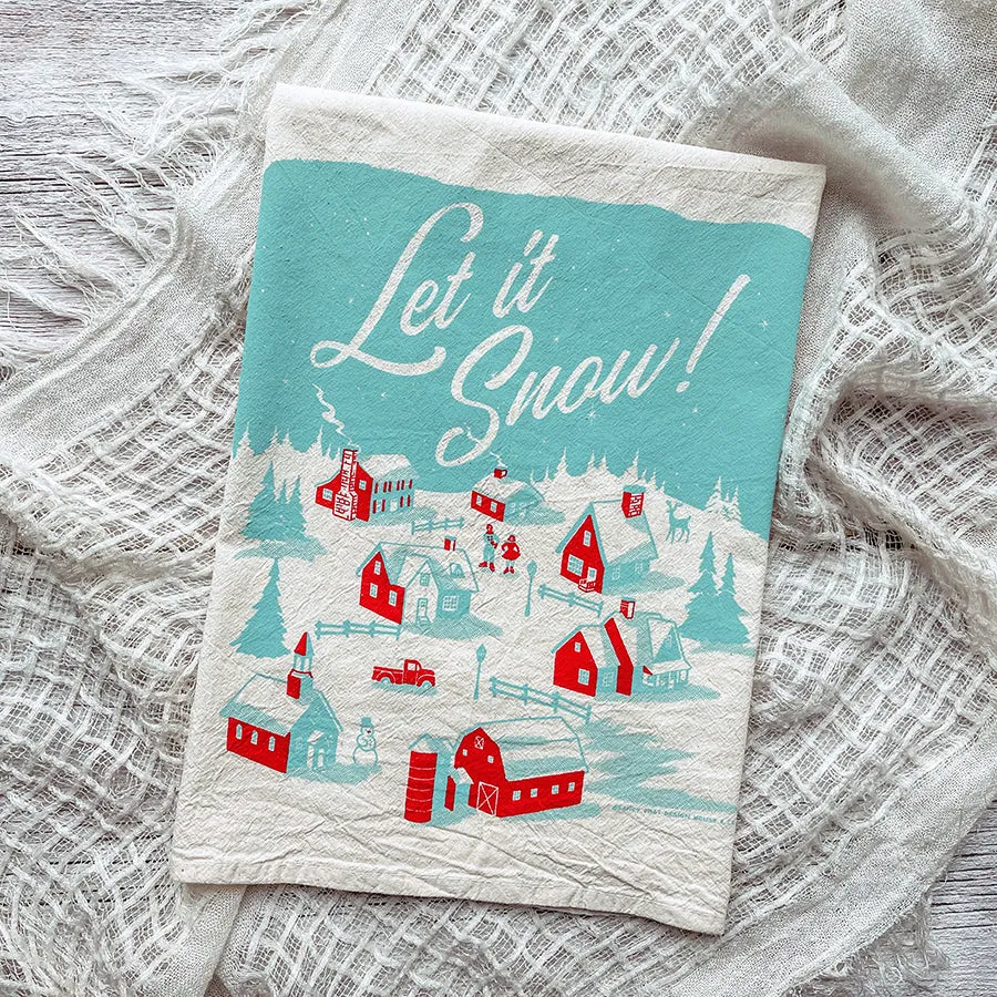 Let it Snow Winter Village Christmas/Holiday Tea Towel