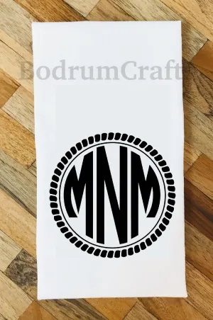 Personalized Monogram Flour Sack Kitchen Towels T003