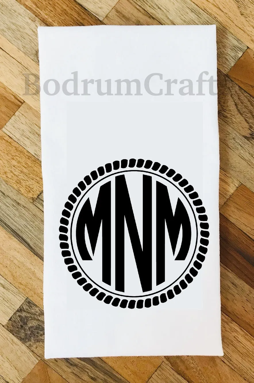 Personalized Monogram Flour Sack Kitchen Towels T003