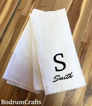 Personalized Monogram Flour Sack Kitchen Towels T005
