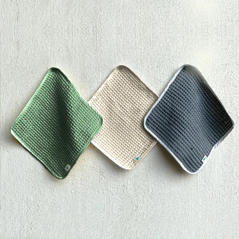 Premium Waffle Washcloths For Kids | Hand-Crafted | Set Of 3