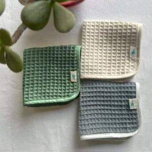 Premium Waffle Washcloths For Kids | Hand-Crafted | Set Of 3