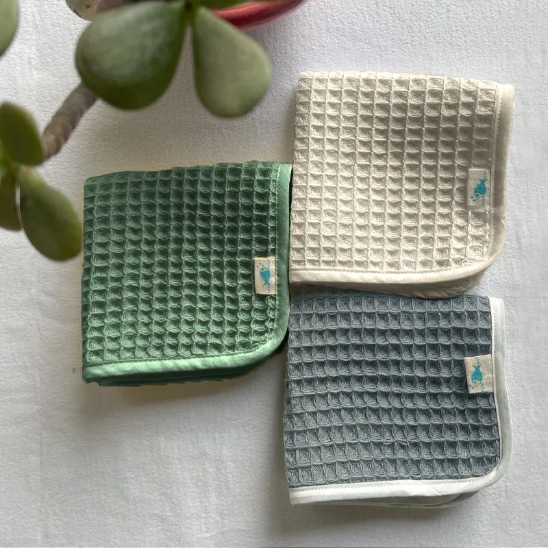 Premium Waffle Washcloths For Kids | Hand-Crafted | Set Of 3