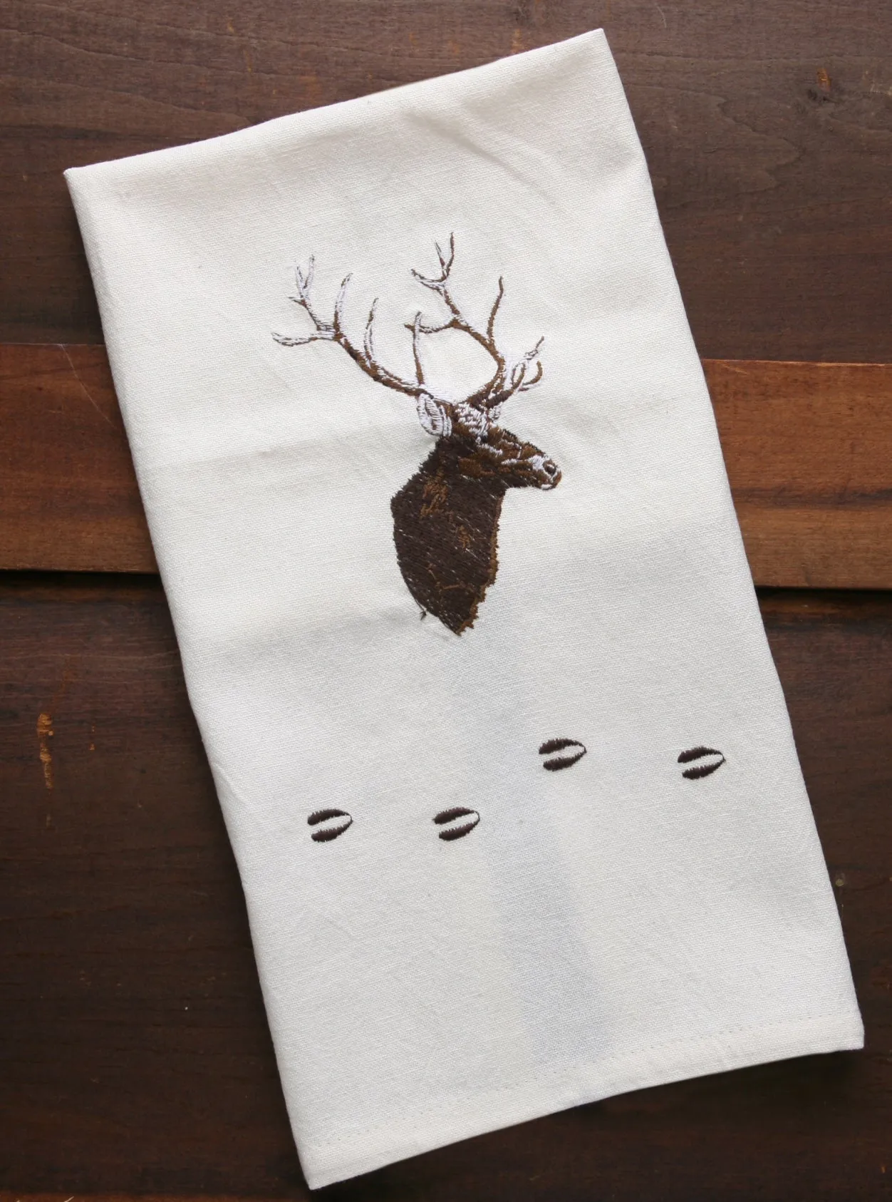 "Elk" 100% Cotton Embroidered Kitchen Towel