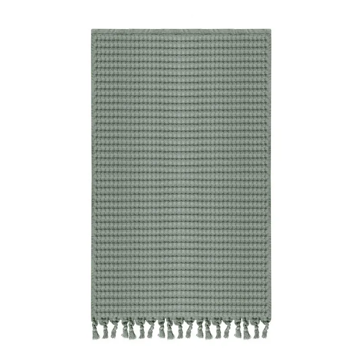 Sage Grey Tassel Hand Towel Set of 2, Modern Style