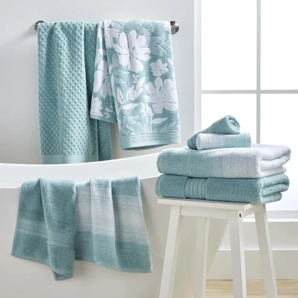 Signature Soft Textured 8 Piece Towel Set, Aquifer bathroom towels set