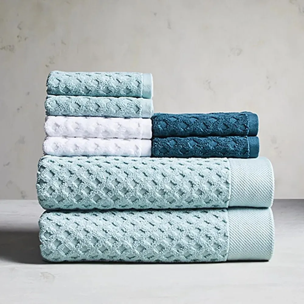 Signature Soft Textured 8 Piece Towel Set, Aquifer bathroom towels set
