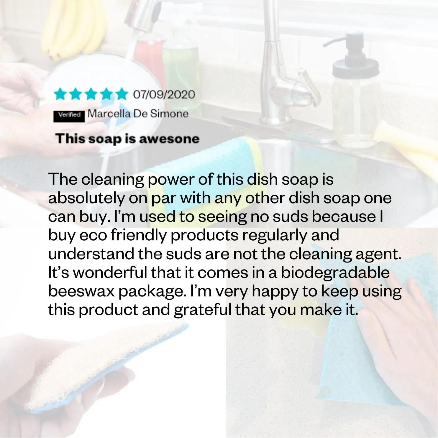 Unscented Liquid Dish Cleaning Essentials - Unscented Dish Soap, Cellulose Cloth & Loofie Scrubber